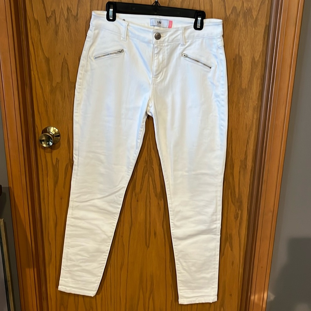 CAbi Curvy Skinny white jeans, #5317, size 8